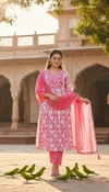 FF Pure Camric Cotton Print With Embroidery Work Top With Bottom Dupatta Wholesale In India